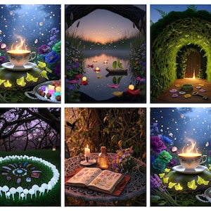 Fairycore Garden Twilight Images: Magical AI Art Prints (Digital Download