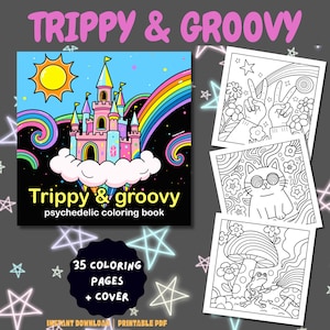 Kleurboek Trippy Mushroom: retro psychedelische ontwerpen (digitale download)