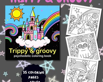 Trippy Mushroom Coloring Book: Retro Psychedelic Designs (Digital Download)