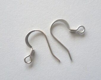 FREE UK DELIVERY stainless steel flat french fish hook earwires with coil 5 pairs