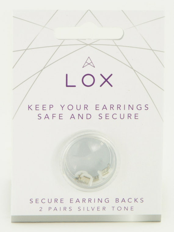Lox hypo-allergenic locking earring backs butterfly fittings TWO silver  tone