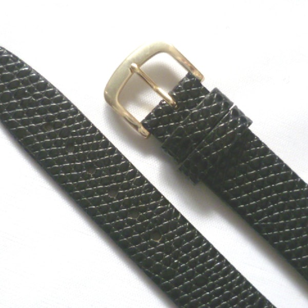 Mens 18mm extra long leather lizard grain quality watch strap band