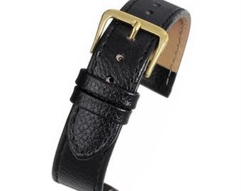 Correa de reloj de piel de búfalo negra para hombre