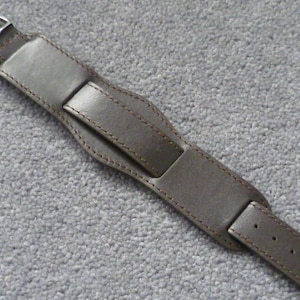 Mens genuine brown leather watchstrap watchband military army bund