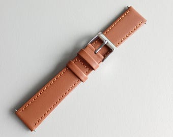 Correa de reloj para hombre de 18 mm de piel de becerro marrón claro