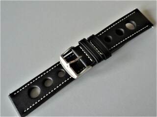 Cinturino Orologio Sportivo In Pelle Grand Prix Rally - Nero 20mm 22mm 24mm Per Seiko Citizen