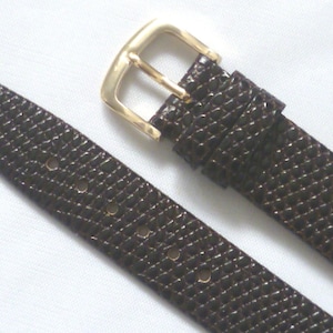 Mens 20mm extra long leather lizard grain quality watch strap band