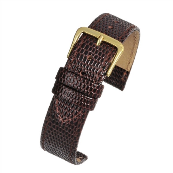 Mens 18mm genuine leather lizard grain watch strap watch band