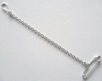 Sterling silver trace link safety chain for brooch