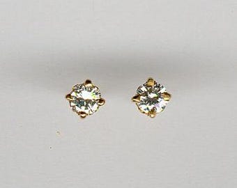 Par de pendientes de diamantes vintage genuinos para orejas perforadas