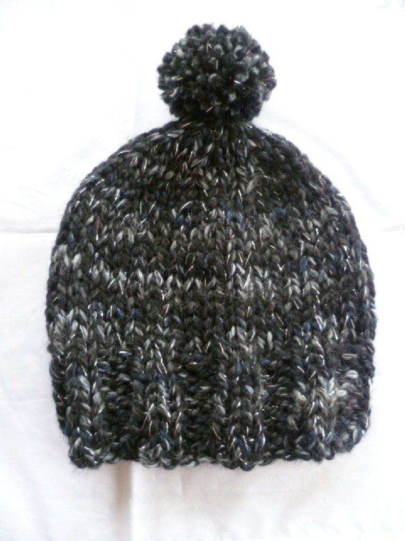 Ladies/' hat slouchy beanie with pompom hand knitted FREE UK SHIPPING