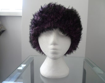 Ladies hat hand knitted Russian Cossack style hat with luxury faux fur turnback FREE UK SHIPPING