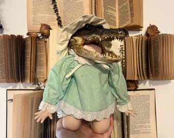 ALLISON real alligator head taxidermy porcelain body doll