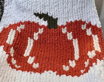 Handmade Chunky Knit Blanket: Cozy Pumpkin Orange Throw