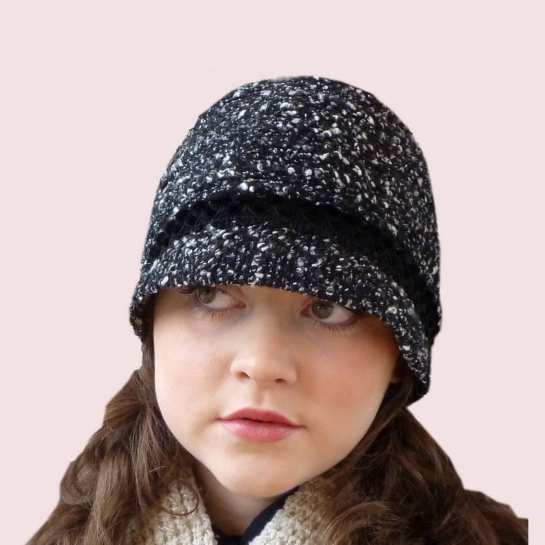Fitted Cloche Hat SEWING PATTERN Soft and Warm Elegant Beanie Hat with Brim and Braided Trim