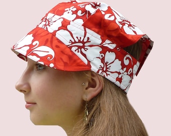 PATRÓN DE COSTURA: Gorra con forma de pañuelo y visera, sombrero de playa plegable, visera solar ajustable, algodones de ciclo ascendente, algodones de ciclo ascendente ecológicos