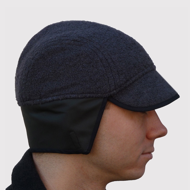 Soft and Stretchy in Black Alpaca /& Wool Knit Extra Warm Ranger Cap with Ear Flaps Brainy Explorer Men/'s Hat