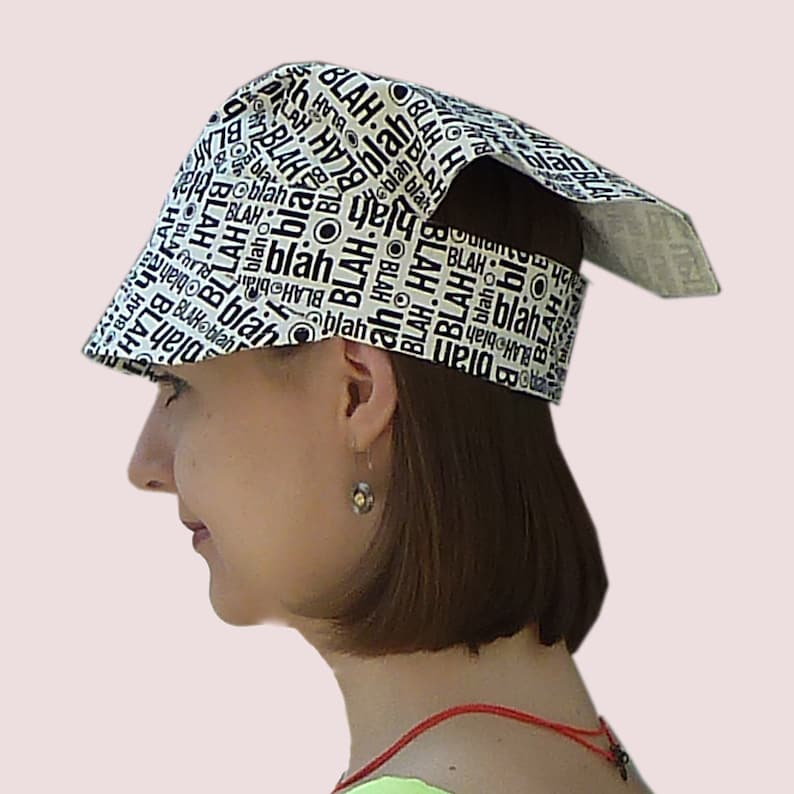 SEWING PATTERN Beach Hat, Adjustable Visor Headband With Bandanna Back