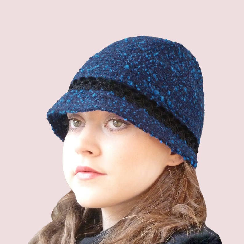 Fitted Cloche Hat SEWING PATTERN Soft and Warm Elegant Beanie Hat with Brim and Braided Trim