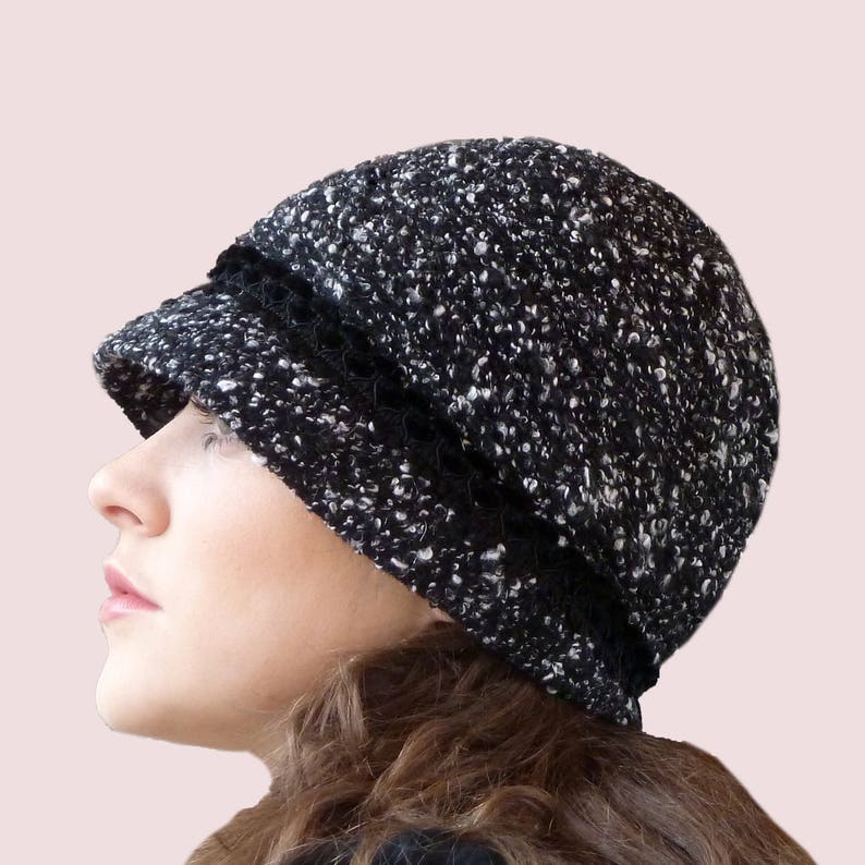 Fitted Cloche Hat SEWING PATTERN Soft and Warm Elegant Beanie Hat with Brim and Braided Trim