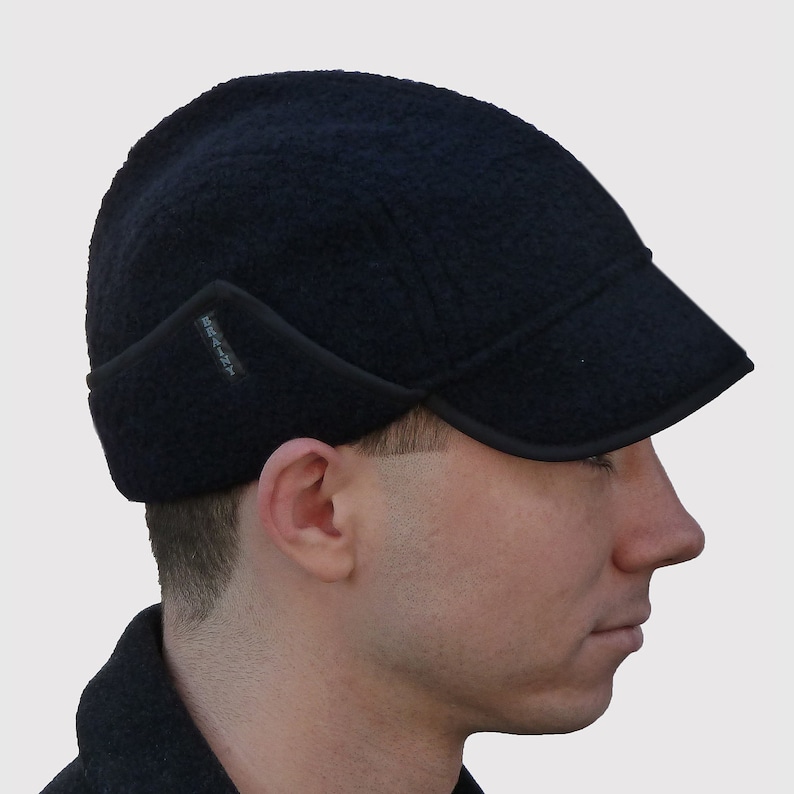 Soft and Stretchy in Black Alpaca /& Wool Knit Extra Warm Ranger Cap with Ear Flaps Brainy Explorer Men/'s Hat