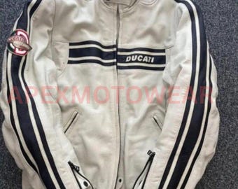 Ducati Meccanica Leather Jacket Men | CE Armored Racing Style Biker Gear | Genuine Cowhide Motorcycle Riding Jacket | Christmas Gift