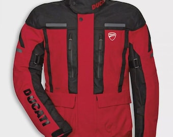 Ducati Tour C4 Men’s Waterproof Textile Motorcycle Jacket – Red & Black | Cordura Fabric | CE Armoured Protective Racing Gear