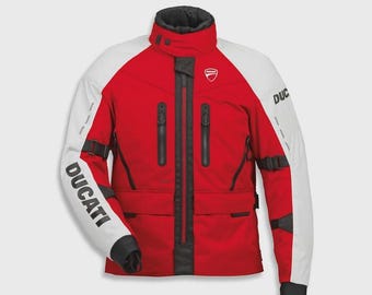Ducati Tour C5 Men’s Waterproof Textile Motorcycle Jacket – Red & Black | Cordura Fabric | CE Armoured Protective Racing Gear