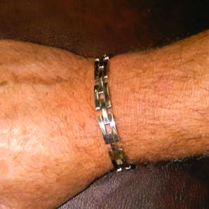 Large Solid Sterling Silver Mens Curved Link Chain Bracelet 9.5 mm wide 8 inches long