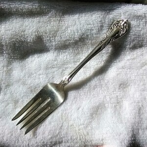 Alvin Antique Sterling Silver Salad Fork in Chateau Rose Pattern 6 5/8 inches