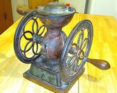 1873 Enterprise Dual quot Dated quot Wheel Coffee Grinder Antique Cast Iron Vintage Farm House Decor Twin Wheel Country Store Mill