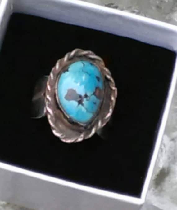 Navajo Sterling's Silver Ring with Nevada Turquoi… - image 1
