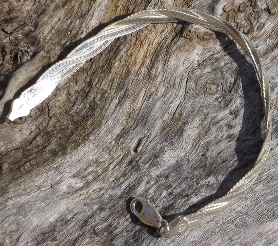 Solid Sterling Silver Braided Herringbone Bracelet - image 2