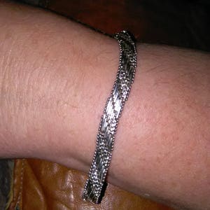 Solid Sterling Silver Angle Link Bracelet 6mm Wide