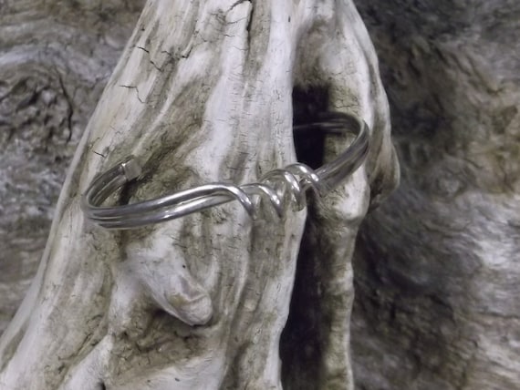 Attractive Solid Sterling Silver Wire Cuff Bracel… - image 1