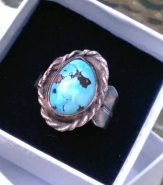 Navajo Sterling's Silver Ring with Nevada Turquoi… - image 5
