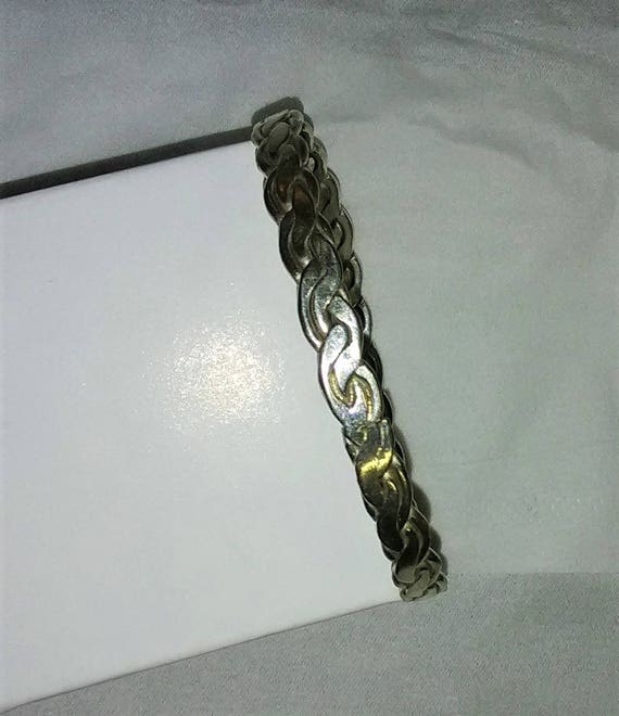 Solid Sterling Silver Hammered Twist Bangle Brace… - image 4