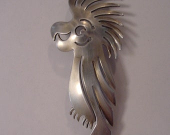 Sterling Silver Vintage Art Deco Cockatoo Bird Brooch