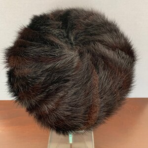 Vintage Mink Tail Fur Hat Beret Pillbox