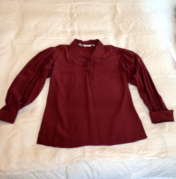 Vintage Silk Blouse Silk Shirt TOTO n KO Lace Up … - image 2