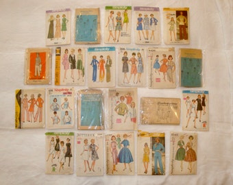 34" Bust Lot of 22 Vintage Women's Sewing Patterns 1950s 1960s 1970s