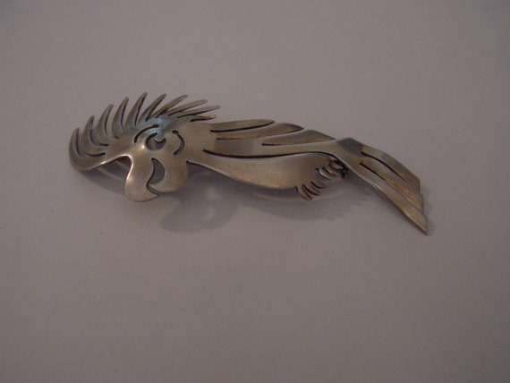 Sterling Silver Vintage Art Deco Cockatoo Bird Br… - image 2
