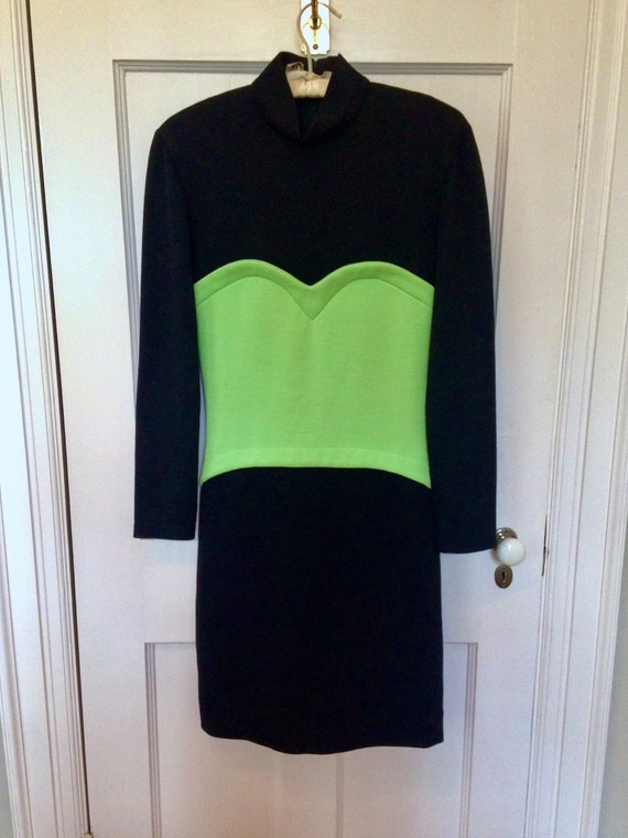 Patrick Kelly Sweetheart Bustier Black and Lime K… - image 2