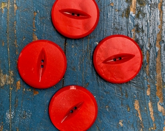 Vintage Large Red Buttons Dress, Coat, Jewelry & Crafts