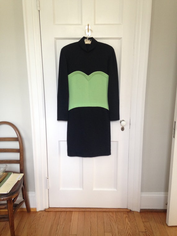 Patrick Kelly Sweetheart Bustier Black and Lime Knit Dress 1980s Black  Designer - Etsy