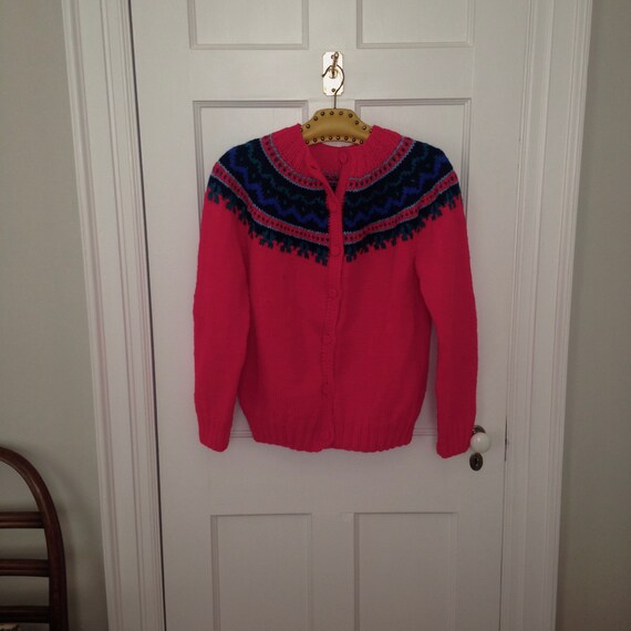 Red Sweater Handknit Shetland Fair Isle Sweater C… - image 2