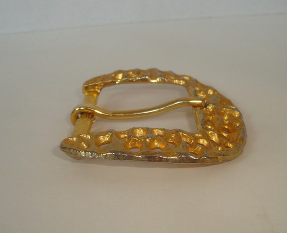 Large Brutalist Gold Belt Buckle 1970s Modernist - image 3