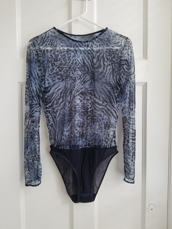 Sheer Bodysuit Animal Print Body Suit Blouse Top … - image 3