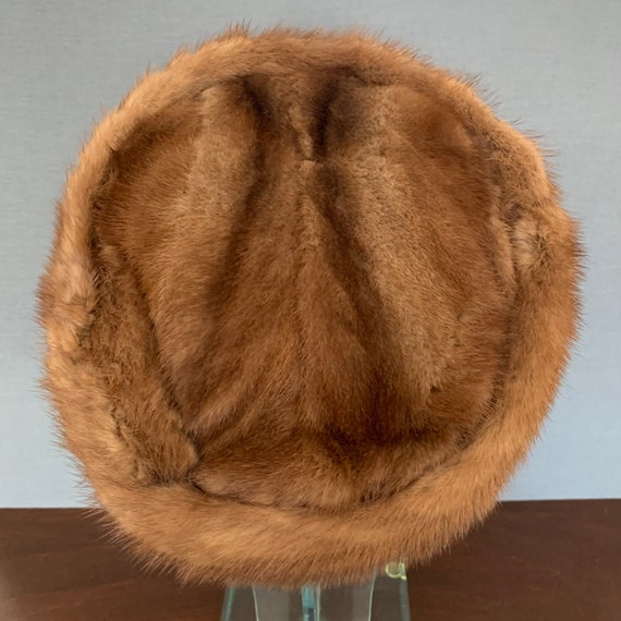 Vintage Brown Mink Fur Pillbox Hat 1950s or 1960s - image 2