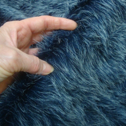 1970s Blue Faux Fur Fabric Frosted shops Tip Sewing Crafts Yardage